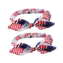KOMBIUDA 2st Stirnband Mit Amerikanischer Flagge Patriotischer Usa-bogen Unabhängigkeitshaar Haarschmuck Zum Unabhängigkeitstag Stirnband Für Neugeborene Schal Baby Großer Bogen Stoff von KOMBIUDA