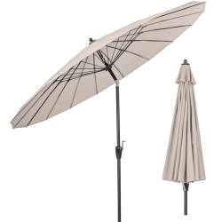 KOMFOTTEU Gartenschirm, Ø 265 cm, neigbarer Sonnenschirm mit Kurbel, Outdoor-Sonnenschirm mit 18 Streben, Outdoor-Regenschirm mit UV-Schutz, für Terrasse, Balkon, Pool (Beige) von KOMFOTTEU