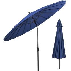 KOMFOTTEU Gartenschirm, Ø 265 cm, neigbarer Sonnenschirm mit Kurbel, Outdoor-Sonnenschirm mit 18 Streben, Outdoor-Regenschirm mit UV-Schutz, für Terrasse, Balkon, Pool (Blau) von KOMFOTTEU