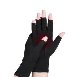 KOMUNJ 1 Paar Anti-Arthritis Handschuhe, fingerloses Design, feuchtigkeitstransportierender Stoff, bequeme Passform, Linderung von Arthritis-Schmerzen, Schmerzlinderung und Wärme (Schwarz, M) von KOMUNJ