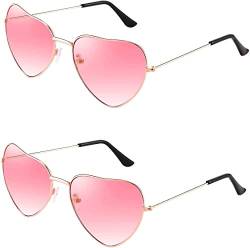 KOMUNJ 2 Paare Hippie Gläser Brille Herz Geformt Sonnenbrille, Retro Hippie Stil Sonnenbrillen, Rose Gold Rahmen, Herren Damen Brillen von KOMUNJ