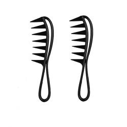 KOMUNJ 2 Stücke Wide Tooth Shark Kämme, Salon Friseur kamm Styling Tool für Haar-Styling-Tool (schwarz) von KOMUNJ