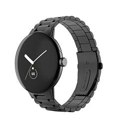 KONAFEI Armband Kompatibel mit Google Pixel Watch 2 (2023)/ Pixel Watch Uhrenarmband, Edelstahl Metall Doppelte Faltschließe Ersatzarmband, Schwarz von KONAFEI
