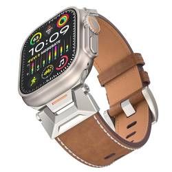 KONAFEI Kompatibel für Apple Watch Armband Ultra 2/1 49mm 45mm 44mm 42mm 41mm 40mm 38mm Leder Ersatzband Armbänder für iWatch Series 9/8/7/SE/6/5/4/3 (A-Dunkel Braun) von KONAFEI