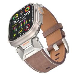 KONAFEI Kompatibel für Apple Watch Armband Ultra 2/1 49mm 45mm 44mm 42mm 41mm 40mm 38mm Leder Ersatzband Armbänder für iWatch Series 9/8/7/SE/6/5/4/3 (A-Hell Braun) von KONAFEI