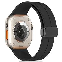 KONAFEI Kompatibel mit Apple Watch Armband 45mm 44mm 42mm 49mm 38mm 40mm 41mm, Magnetisch Verstellbar Loop Silikon Armbänder für iWatch SE/Utlra Series 9/8/7/6/5/4/3/2/1, Schwarz von KONAFEI