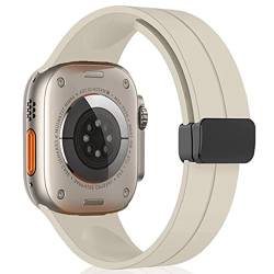 KONAFEI Kompatibel mit Apple Watch Armband 45mm 44mm 42mm 49mm 38mm 40mm 41mm, Magnetisch Verstellbar Loop Silikon Armbänder für iWatch SE/Utlra Series 9/8/7/6/5/4/3/2/1, Sternenlicht von KONAFEI