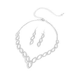 KONFEN Schmucksets für Damen - Premium Hochzeitsschmucksets -Strasssteine Brautschmuckset mit Halskette und Ohrring für die Braut - für Damen Mädchen Valentinstagsgeschenk von KONFEN