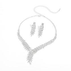 KONFEN Schmucksets für Damen - Premium Hochzeitsschmucksets -Strasssteine Brautschmuckset mit Halskette und Ohrring für die Braut - für Damen Mädchen Valentinstagsgeschenk von KONFEN