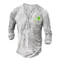 Herren T Shirt Henley Herren Pullover 3XL Leinenshirt Männer Henley Shirt Herren Pullover Herren Rot Witcher Shirt Fahrrad Shirt Herren Langarmshirts Für Herren(#4 Gray,XL) von KONG JIMFAN