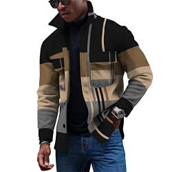 Herren Übergangsjacke Herrn Jacken Winter Leinenhemd Winter Jacket Men Skijacke Kapuzenpullover Herren Übergangsjacke Herren Jacke Herren Holzfällerhemd Hoodie Jacke Herren(Light Brown,3XL) von KONG JIMFAN