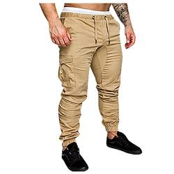 KONG JIMFAN Chino Hose Herren Baggy Fussballhose Mit Taschen Herren Sporthose Wanderhose Herren Trachten Jogginghose Herren Body Hose Schlupfhose Herren Freizeithosen(Khaki,XXL) von KONG JIMFAN