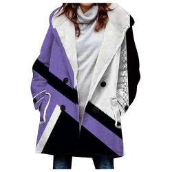 KONG JIMFAN Damen-Jacken Damen Strickjacke Jacke Damen Übergangsjacke Frauen Blazer Pullover & Strickjacken Für Damen Longweste Zipper Hoodie Wollwesten Damen Winterjacke Damen(Purple,L) von KONG JIMFAN