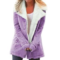 KONG JIMFAN Damen-Jacken Schwarze Weste Damen Damen-Mäntel Blouson Jacke Teddyjacke Damen Fleecejacke Lederjacke Damen Schwarz Sweatjacke Schwarz Damen Winterjacke Damen(Purple,L) von KONG JIMFAN