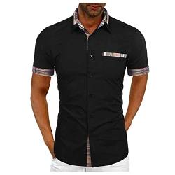 KONG JIMFAN Hawaii Hemd Herren Herren Kurzärmeliges Druckhemd, Schmale Passform Herren Blumen Hawaii Hemd Kurzarm Freizeit Baumwolle Sommer Strand Hemd Hemd Herren Langarm(Schwarz,8XL) von KONG JIMFAN