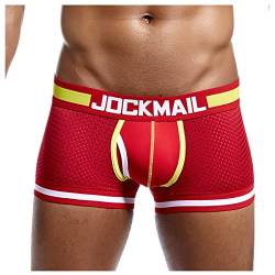 KONG JIMFAN Herren-Boxershorts High Waist String Herren Unterhosen Low Rise Weisse Unterhosen Herren Herren Unterhosen Boxershort Bauchweg String Underwear Man Men Underwear Boxer(Rot,L) von KONG JIMFAN