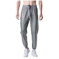 KONG JIMFAN Herren Hose Elastische Taille Mit Kordelzug Haremshose Komfortabel Herren Sporthose Jogginganzug Track Pants Trachten Jogginghose Herren Hose Breit Trousers Herren(Silber,XL) von KONG JIMFAN