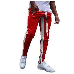 KONG JIMFAN Herren Jogginghose Joggen Chino Hose Herren Gym Chino Hose Herren Joggpants Herren Laufhose Herren 3/4 Männer Jogginghose Kompressionshose Herren Lang Mens Pants Working(Weiß,L) von KONG JIMFAN