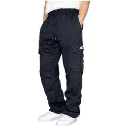 KONG JIMFAN Herren Sporthose Vinted Joggpants Herbst Und Winter Warme Sport Hose Herren Militär Hose Parachute Pants Men Knielange Hosen Herren Sportbekleidung Oversized(Marine,L) von KONG JIMFAN