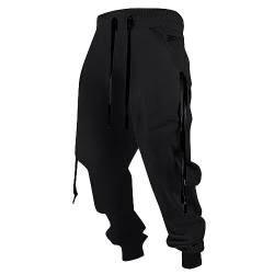 KONG JIMFAN Hosen Herren Baggy Joginghossemänner Jogging Chino Hose Herren Laufhose Herren Lang Joggingshose Winter Freizeithosen Sporthosen Herren Taille Sweatpants Herren(Schwarz,3XL) von KONG JIMFAN