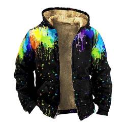 KONG JIMFAN Jacke Herren Sport Hoodie Herren Wollmantel Für Männer Jacke Leder Flanell Jacke Sakko Herren Schwarz Regenbekleidung Fahrrad Kleidung Herren Dicke Winterjacke Herren(Black,M) von KONG JIMFAN