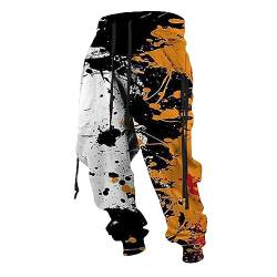 KONG JIMFAN Jogginghose Herren Cargohose Trainingshose Mit Taschen Cargoroo Herren Baumwolle Chino Cargohosen Für Herren Leichte Laufhose Sport Kleidung Männer Hose Mann(Weiß,XXL) von KONG JIMFAN