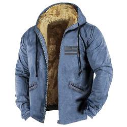 KONG JIMFAN Puffer Jacke Herren Westen Beutel Wasserdicht Laufjacke Herren Leicht Bunte Strickjacke Wanderjacke Herren Outdoor Jacke Baseball Jacke Herren Vintage Outdoorjacke(Blue,3XL) von KONG JIMFAN