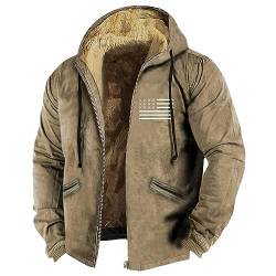 KONG JIMFAN Regenjacke Herren Hoodie Jacke Coat Herren Steppjacke Winterjacken Für Herren Leichte Jacke Herren Herren Hoodie Mit Reißverschluss Drive Jacke Winter Jacken Herren(Khaki,L) von KONG JIMFAN