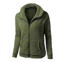 KONG JIMFAN Softshelljacke Damen Stüssy Hoodie Zip Up Hoodie Weste Lang Damen Strickjacke Damen Anzugweste Damen Trenchcoat Damen Kurz Herz Pullover Übergangsjacke Damen(Army Green,XXL) von KONG JIMFAN