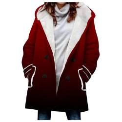 KONG JIMFAN Strickjacke Damen Daunenjacke Damen Damen Jacken Daunenjacke Damen Lang Winterjacke Damen Zipper Hoodie Damen Motorradjacke Damen Strickpullis Übergangsjacke Damen Herbst(Wine,3XL) von KONG JIMFAN