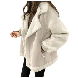 KONG JIMFAN Sweatjacke Damen Hoodie Decke Damen Regenjacke Langer Steppmantel Damen Strickjacke Damen Blazer Beige Regenjacke Damen Wasserdicht Damen Parka Schwarz Herbstjacke Damen(Beige,L) von KONG JIMFAN