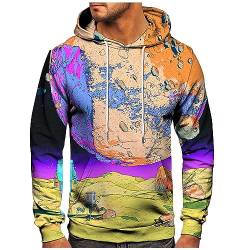 KONG JIMFAN Sweatjacke Herren Graphic Drucken 3D-Gedrucktes Pullover-Langarmoberteil Passform 3D Hoodie Pullover Herren Warm Hoodie Y2k Hoodie Herren Weiss Pullover(Gelb,3XL) von KONG JIMFAN