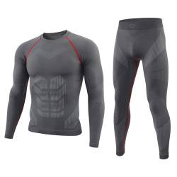 KONG JIMFAN Thermo Unterwäsche Set Hautfarbene Thermostrumpfhose Herren Thermo Lauftight Strickpullover Herren Weihnachten Thermohose Männer Herren Klamotten Termostrumpfhosen XXXL(Grau,M) von KONG JIMFAN