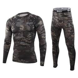 KONG JIMFAN Thermo Unterwäsche Set Herren Pullover Rollkragen Bauchweg Shirt Herren Weihnachtsoutfit Sportunterhemden Herren Thermopulloverherren Militär Ausrüstung(Schwarz,M) von KONG JIMFAN