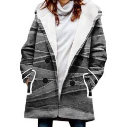 KONG JIMFAN Übergangsjacke Damen Herbst Kurzmantel Damen Blazer Damen Sportlich Eleganter Mantel Damen Trachtenjacke Damen Longpullover Damen Lederjacke Grüner Cardigan Damen-Jacken(Gray,3XL) von KONG JIMFAN