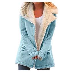 KONG JIMFAN Übergangsjacke Damen Herbst Oversize Pullover Motorrad Regenbekleidung Graue Blazer Softshelljacke Damen Veslagy Jacke Clothes Leichte Daunenjacke Regenjacke(Blue,L) von KONG JIMFAN