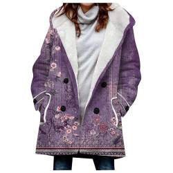 KONG JIMFAN Übergangsjacke Damen Norweger Pullover Damen Damen Strickjacke Moderne Pullover Damen Herbstjacke Damen Steppweste Damen Lang Kleidung Cardigan Damen Schwarz Steppjacke Damen(Purple,L) von KONG JIMFAN