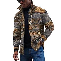 KONG JIMFAN Winter Jacket Men Camouflage Jacke Herren Stehkragenhemd Herren Jacke Herren Regen Mantel Jackery Herren Winterjacke Winter Jacke Herrn Leinenhemden Bomberjacke Grün(Light Gray,XL) von KONG JIMFAN