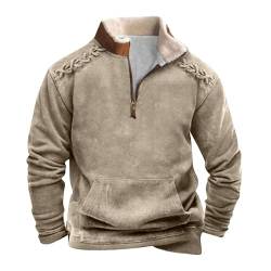 Weißes Langarmshirt Hoodie M Herren Kapuzenpullover and Male Sweatshirt Weisser Pulli Schwarzer Pulli Mit V Ausschnitt Pullover Über Hemd Herren Strickpullover Herren Reißverschluss(Khaki,5XL) von KONG JIMFAN