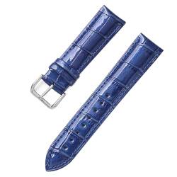 KONGNY Leder-Uhrenarmband, 12mm, 14mm, 16mm, 18mm, 20mm, 22mm, Ersatz-Handgelenkbänder, Uhrenarmbänder, Blau, 14mm von KONGNY