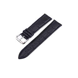 KONGNY Uhrenarmband aus echtem Leder, 10–24mm, Uhrenzubehör, Uhrenarmbänder, Schwarze schwarze Linie, 22mm von KONGNY