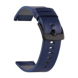 KONGNY Uhrenarmband aus echtem Leder, 18, 20, 22, 24mm, Smartwatch-Armband, Uhren-Ersatzarmband, Schwarze Schnalle blau, 18mm von KONGNY