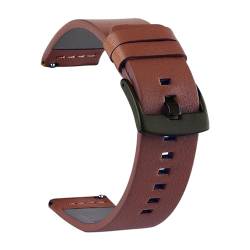 KONGNY Uhrenarmband aus echtem Leder, 18, 20, 22, 24mm, Smartwatch-Armband, Uhren-Ersatzarmband, Schwarze Schnalle braun, 18mm von KONGNY