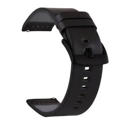 KONGNY Uhrenarmband aus echtem Leder, 18, 20, 22, 24mm, Smartwatch-Armband, Uhren-Ersatzarmband, Schwarze Schnalle schwarz, 18mm von KONGNY