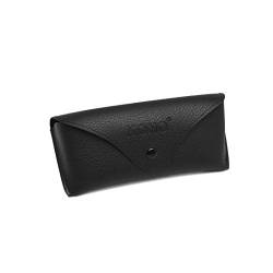 KONO Brillenetui Case Klassische Schutzhülle für Sonnenbrillen PU Leder Unisex (Schwarz) von KONO