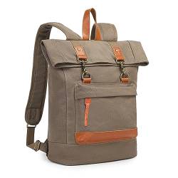 KONO Canvas-Rucksack, große Kapazität, lässiger College-Tagesrucksack für Damen und Herren, Anti-Diebstahl-Laptop-Tasche, passend für bis zu 39,6 cm, leichte Schultasche für Reisen, Arbeit, Einkaufen von KONO