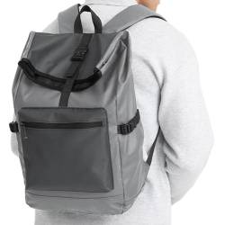 KONO Casual Daypacks Große Anti-Diebstahl-Laptop-Rucksack Fits 15,6-Zoll-Laptop Wasserdicht Schultaschen Business Arbeit Tasche für Männer Frauen Arbeit Reisen(Grau) von KONO