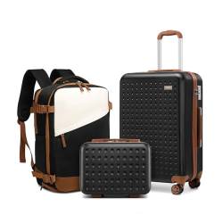 KONO Hartschalen-Koffer Trolley Rollkoffer Reisekoffer Handgepäck mit TSA-Schloss und 4 Rollen, Der Koffer enthielt 1 Stück Handgepäck Reise-Rucksack von KONO