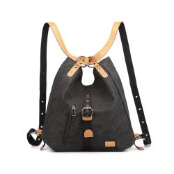 KONO Henkeltaschen Canvas Rucksack Damen Groß Handtaschen Anti Diebstahl Taschen Shopper Schultertaschen Multifunktional Umhängentaschen-Aktualisiert von KONO