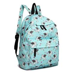 KONO Kinderrucksäcke Schulrucksack Einhorn Schultasche Leinwand Rucksack für Mädchen Modische gedruckte Büchertasche für Studenten (Blau) von KONO